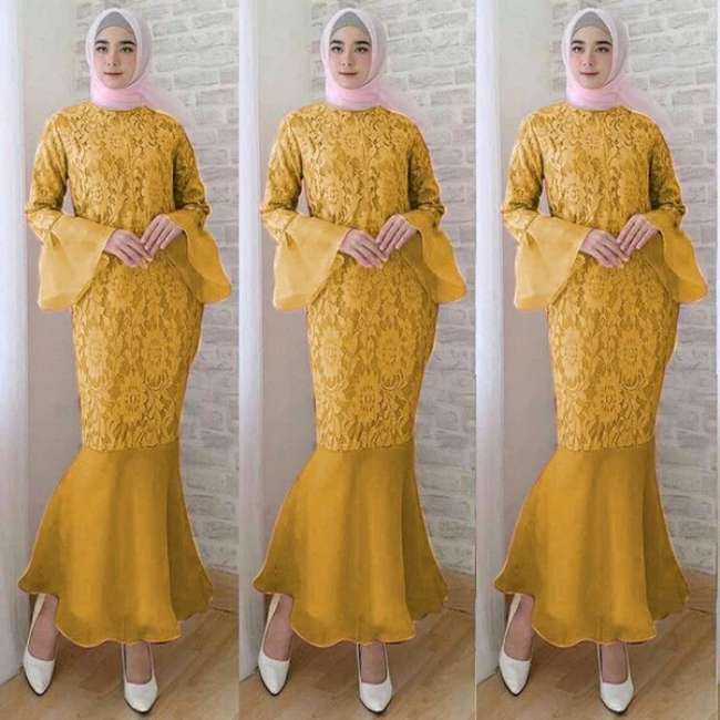 Gaun Pesta Muslimah dengan Potongan Mermaid