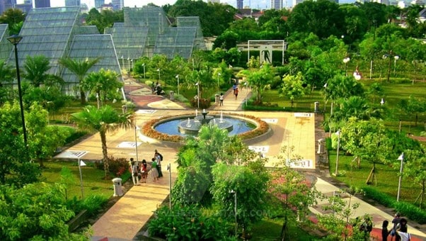 mengunjungi taman kota